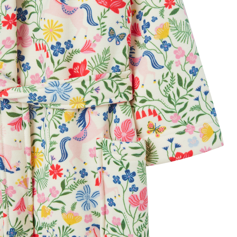 Joules Starlight Girl's Dressing Gown - Horse Folk Floral-3